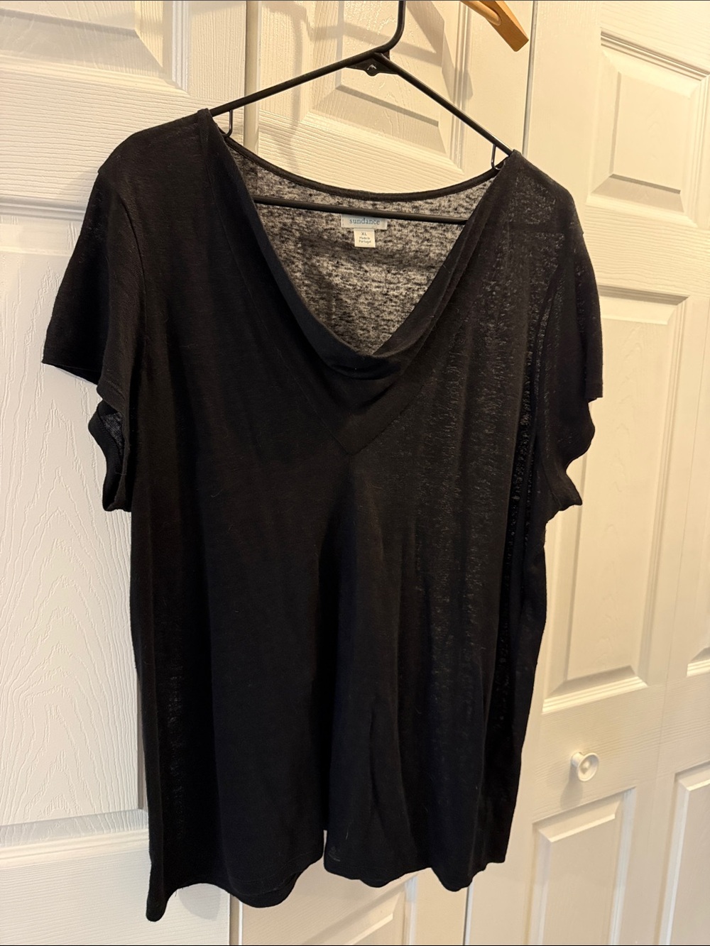 Sundance Black V-Neck Short Sleeve Top